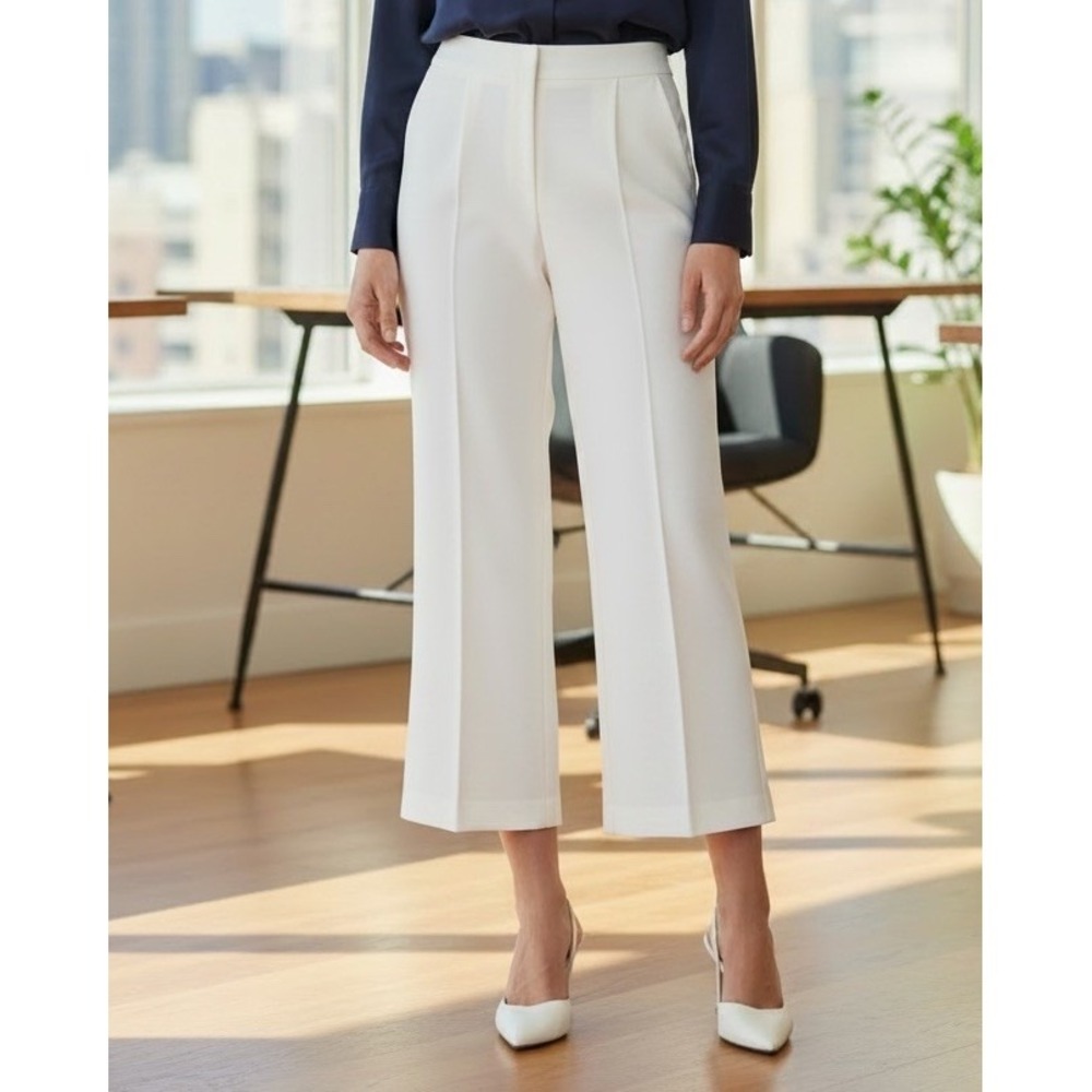 Emily McCarthy Cream Ponte Cropped Piper Pant Coastal Preppy Size Small Office